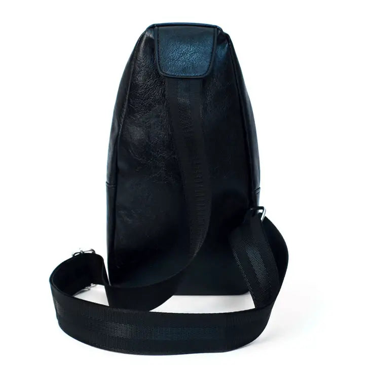Multipurpose Black PU Leather Crossbody Sling Bag